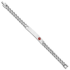 Kelly Waters Stainless Steel Red Epoxy Medical ID 7.25 inch Engravable Bracelet