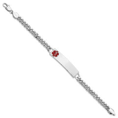 Kelly Waters Stainless Steel Red Epoxy Medical ID 8.25 inch Engravable Bracelet