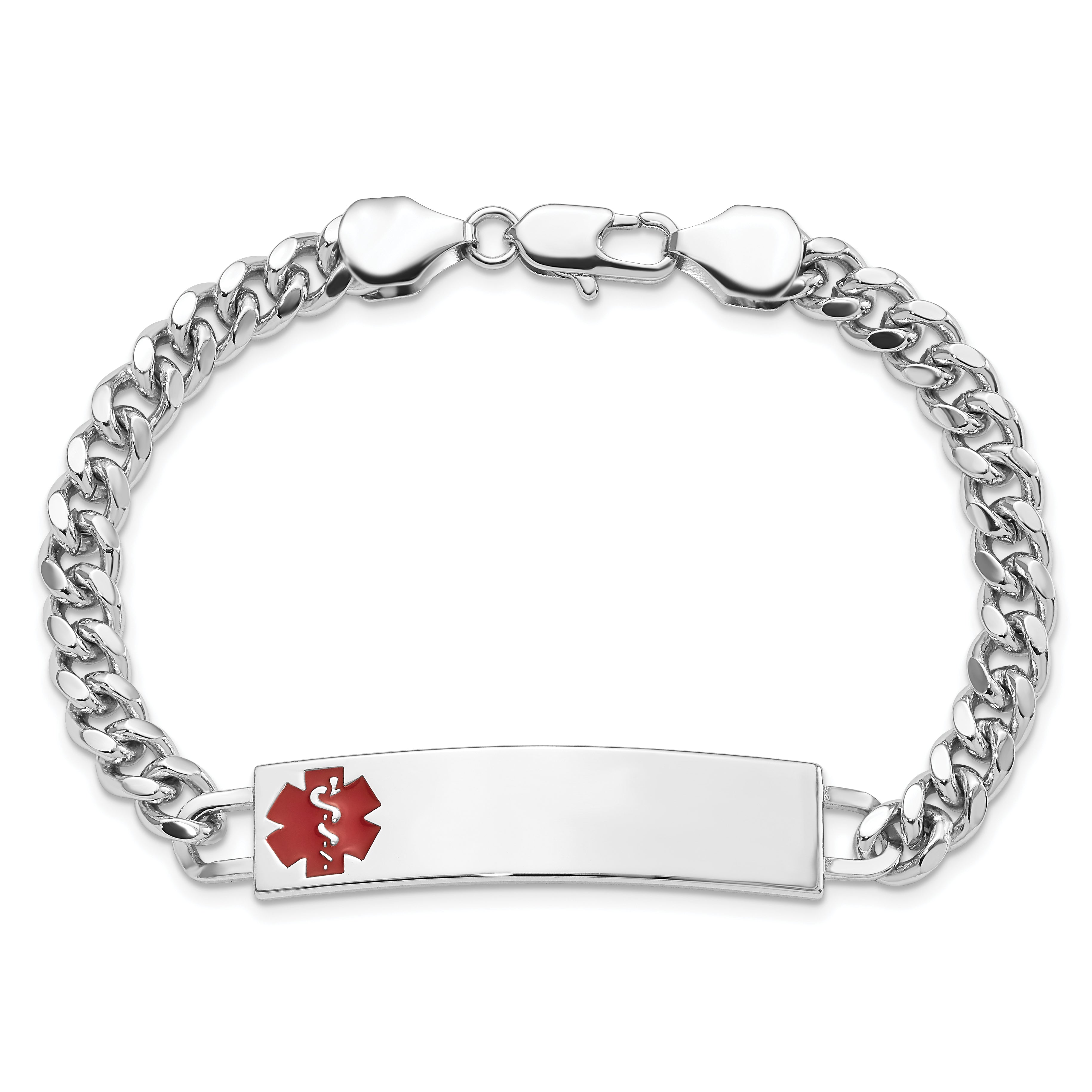 Kelly Waters Stainless Steel Red Epoxy Medical ID 8.25 inch Engravable Bracelet