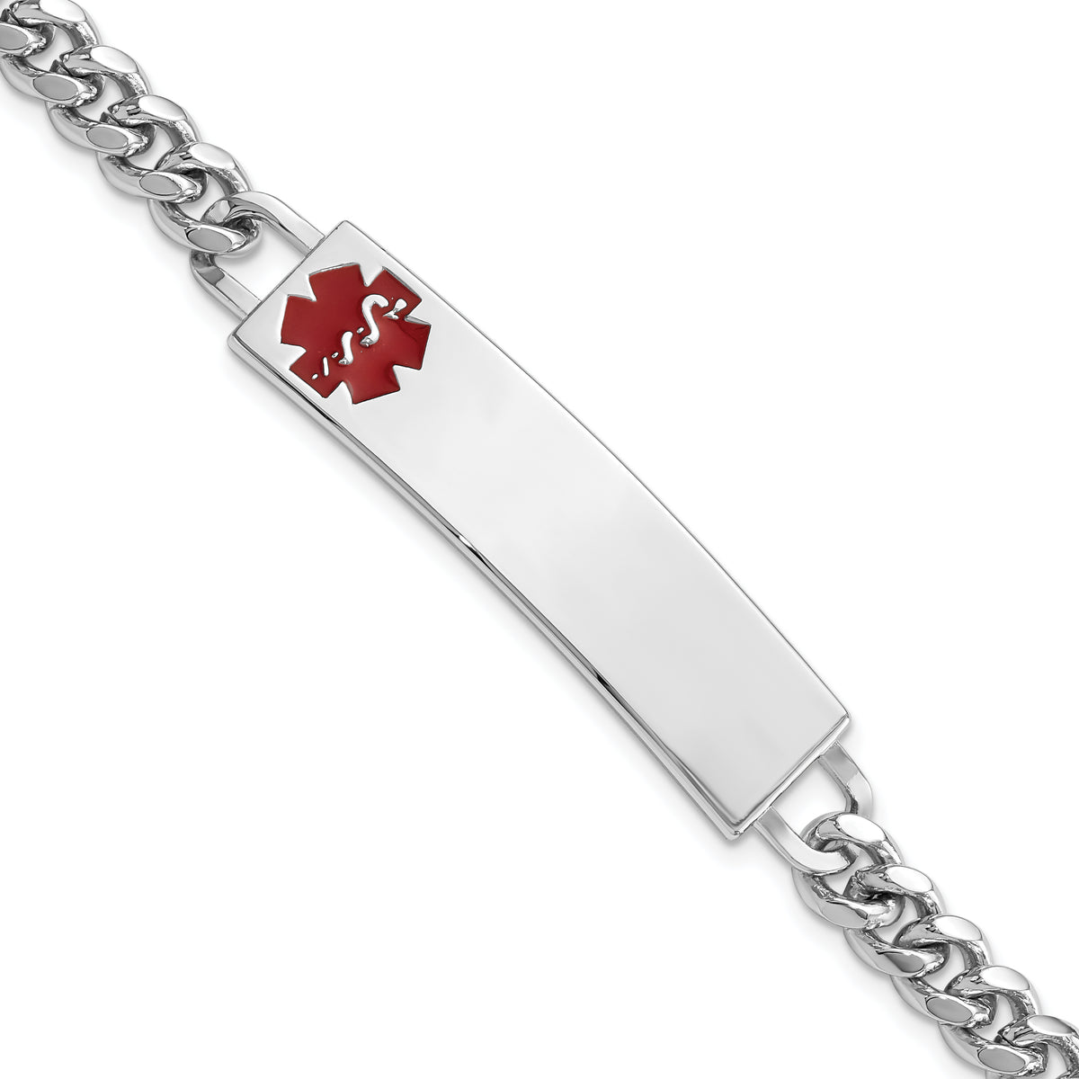 Kelly Waters Stainless Steel Red Epoxy Medical ID 8.25 inch Engravable Bracelet