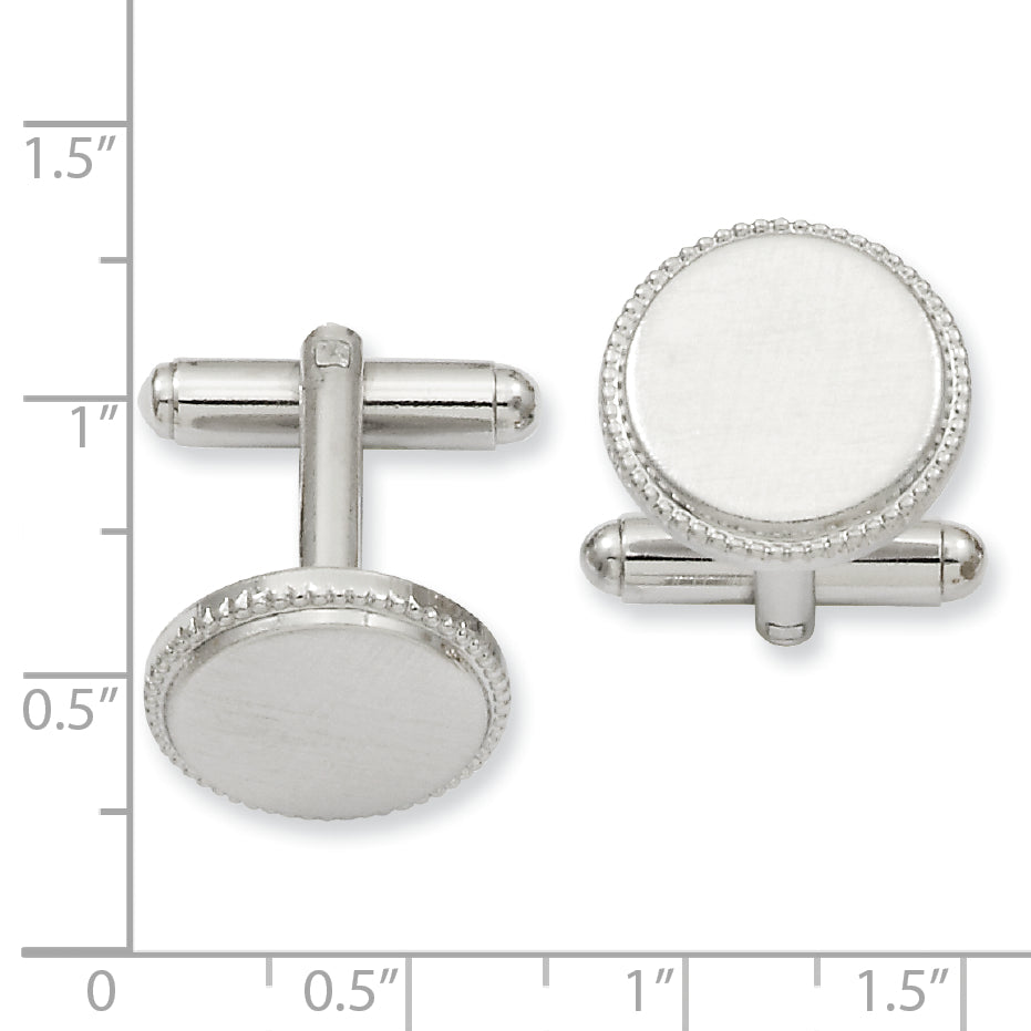 Kelly Waters Rhodium-plated Satin Florentine Round Beaded Cuff Links