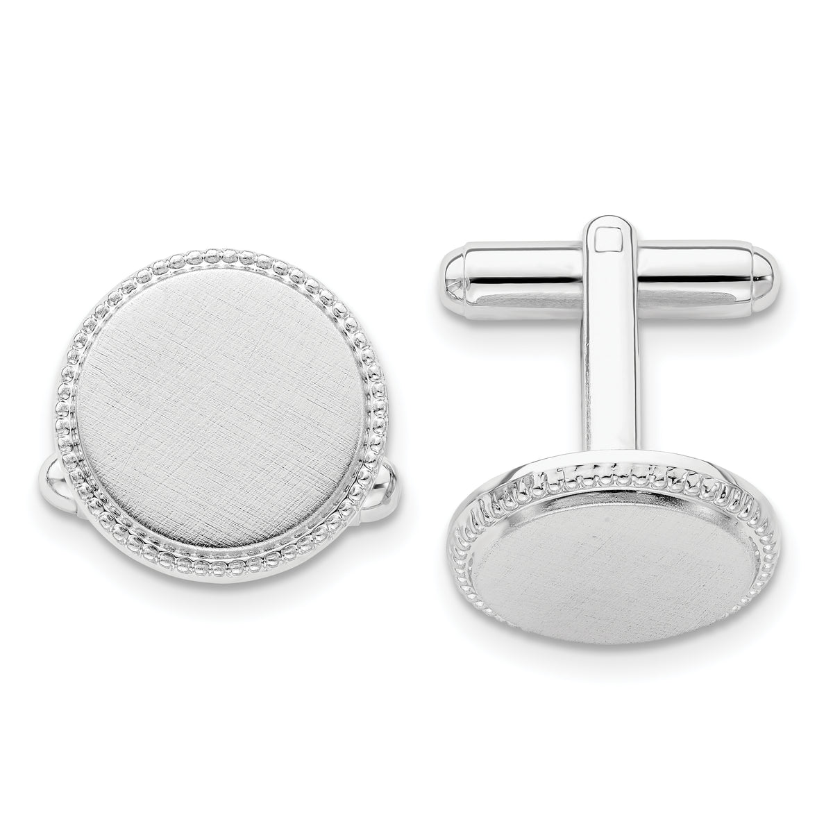 Kelly Waters Rhodium-plated Satin Florentine Round Beaded Cuff Links