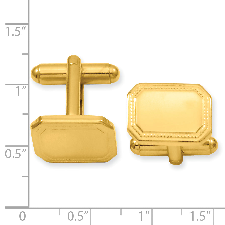 Kelly Waters Gold-plated Polished Rectangle Engravable Cuff Links