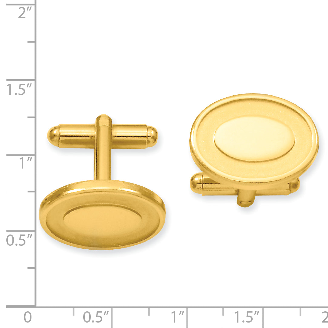 Kelly Waters Gold-plated Oval with Engravable Area Cuff Links