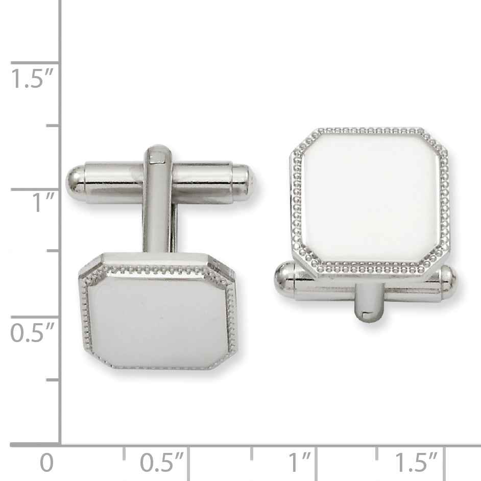 Kelly Waters Rhodium-plated Square Beaded Engravable Cuff Links