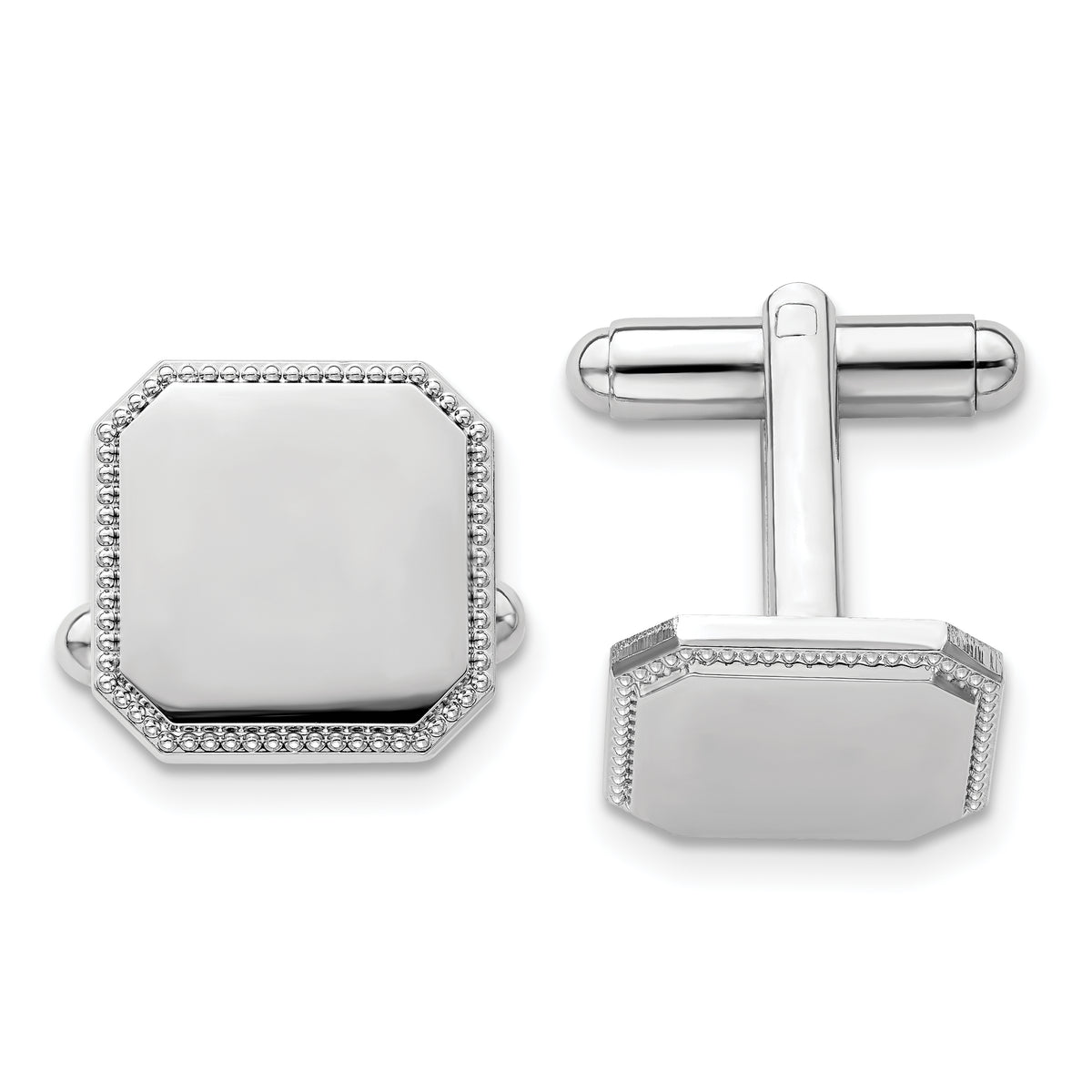 Kelly Waters Rhodium-plated Square Beaded Engravable Cuff Links