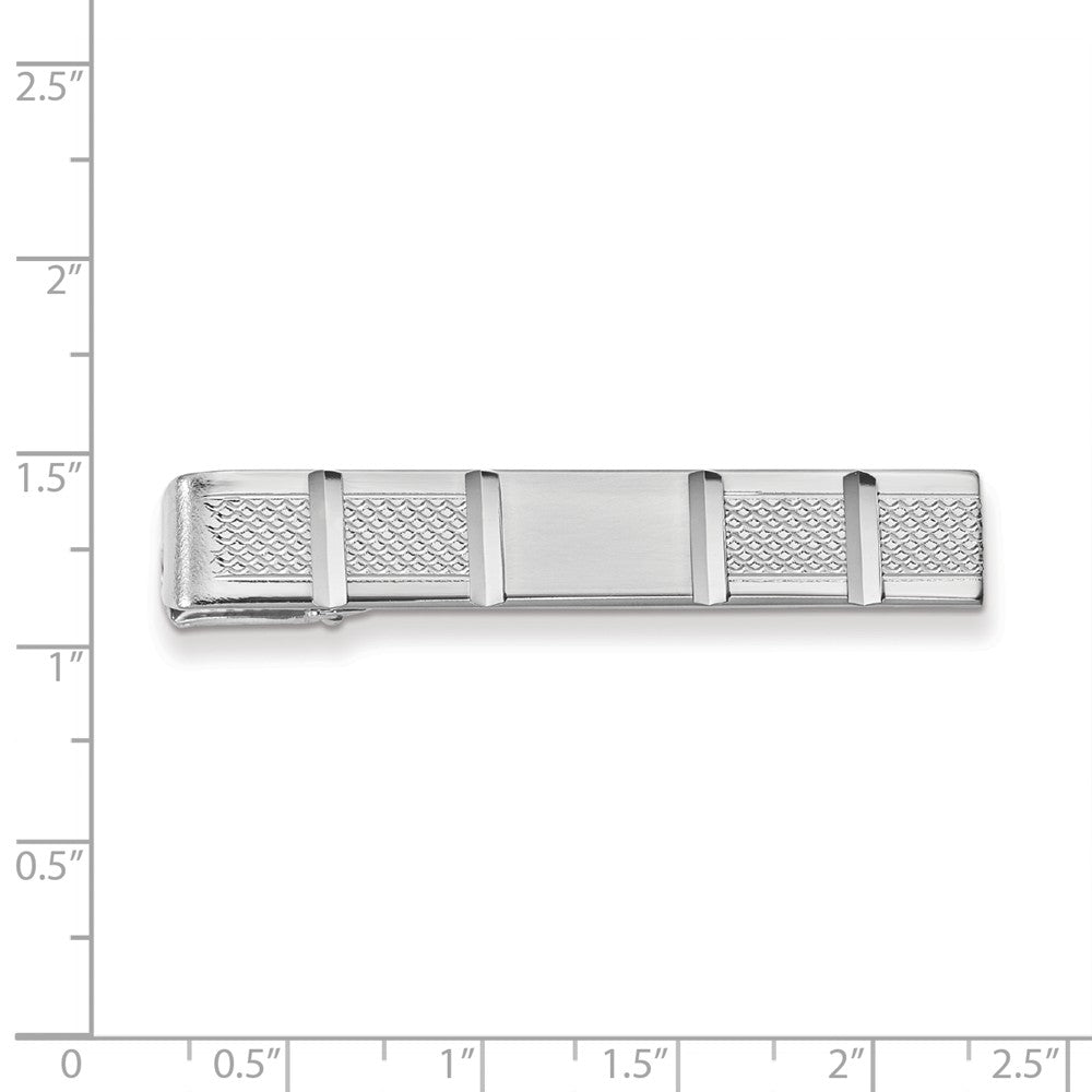 Rhodium-plated Kelly Waters Facet Cut Tie Bar