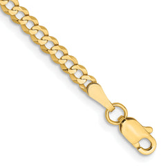 14K 8 inch 3.1mm Lightweight Flat Cuban with Lobster Clasp Bracelet