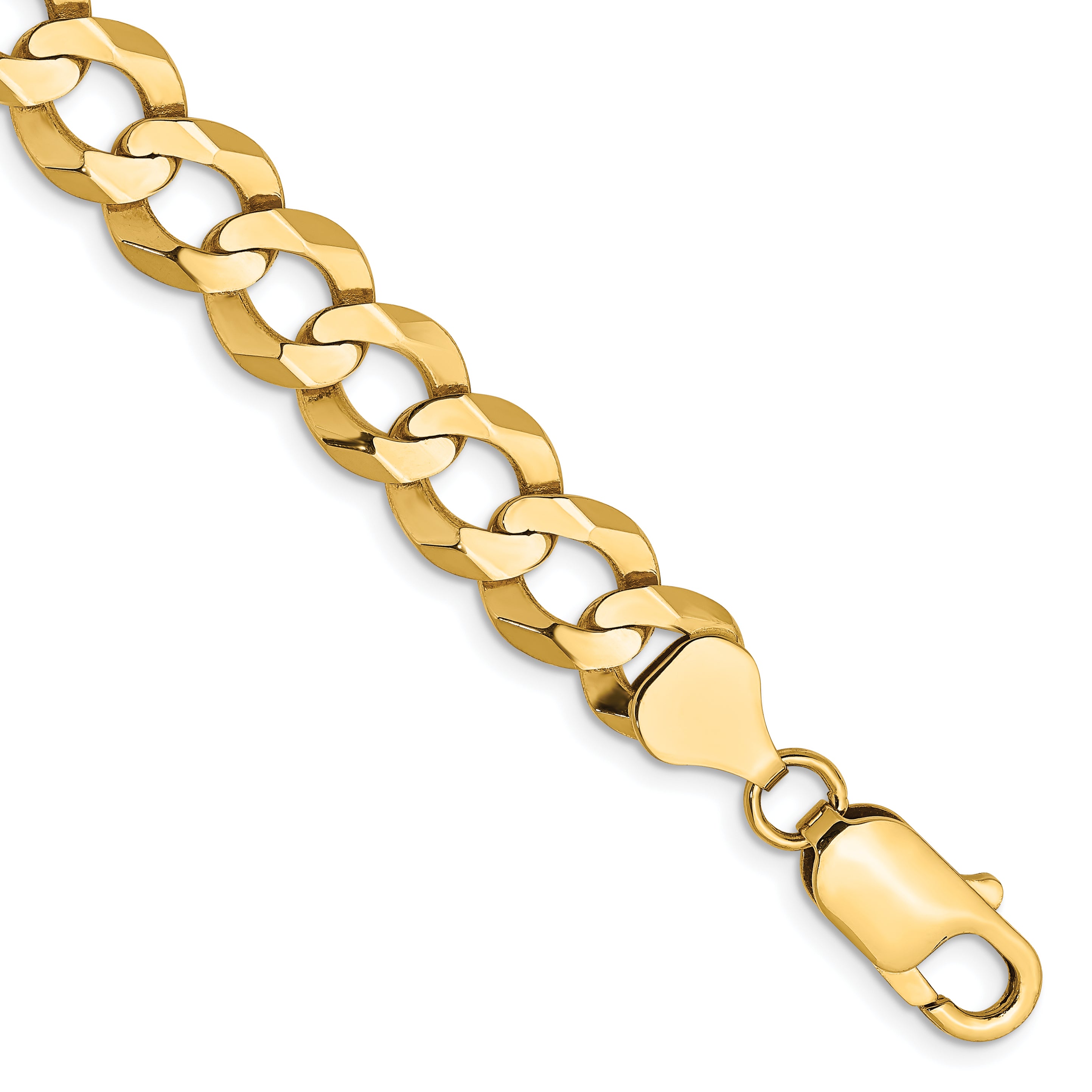 14K 8 inch 8.3mm Lightweight Flat Cuban with Lobster Clasp Bracelet