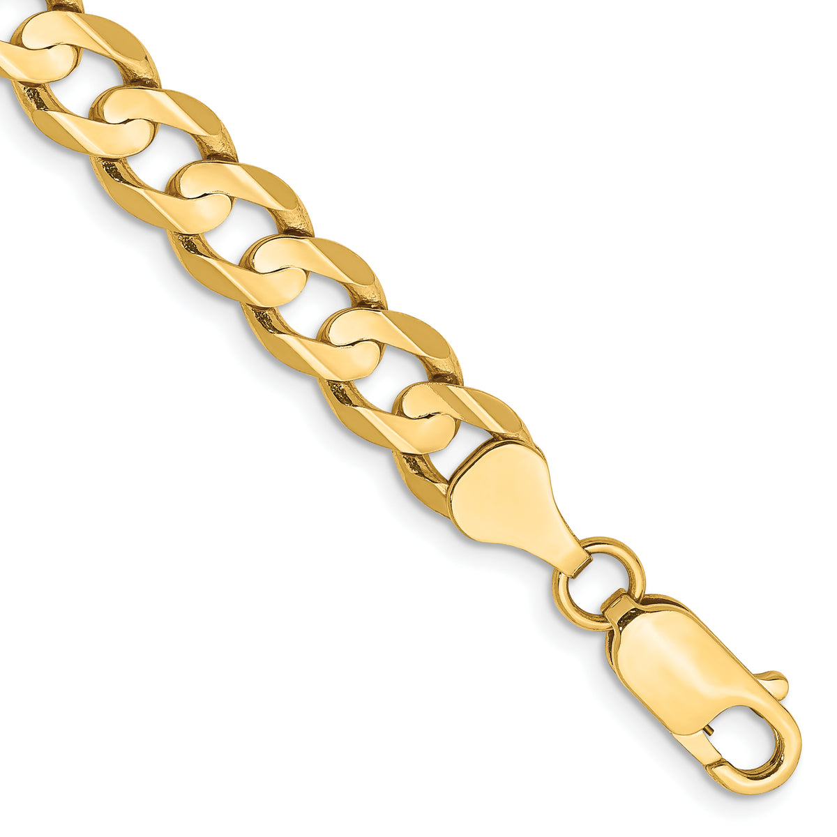 14K 9 inch 6.75mm Open Concave Curb with Lobster Clasp Chain