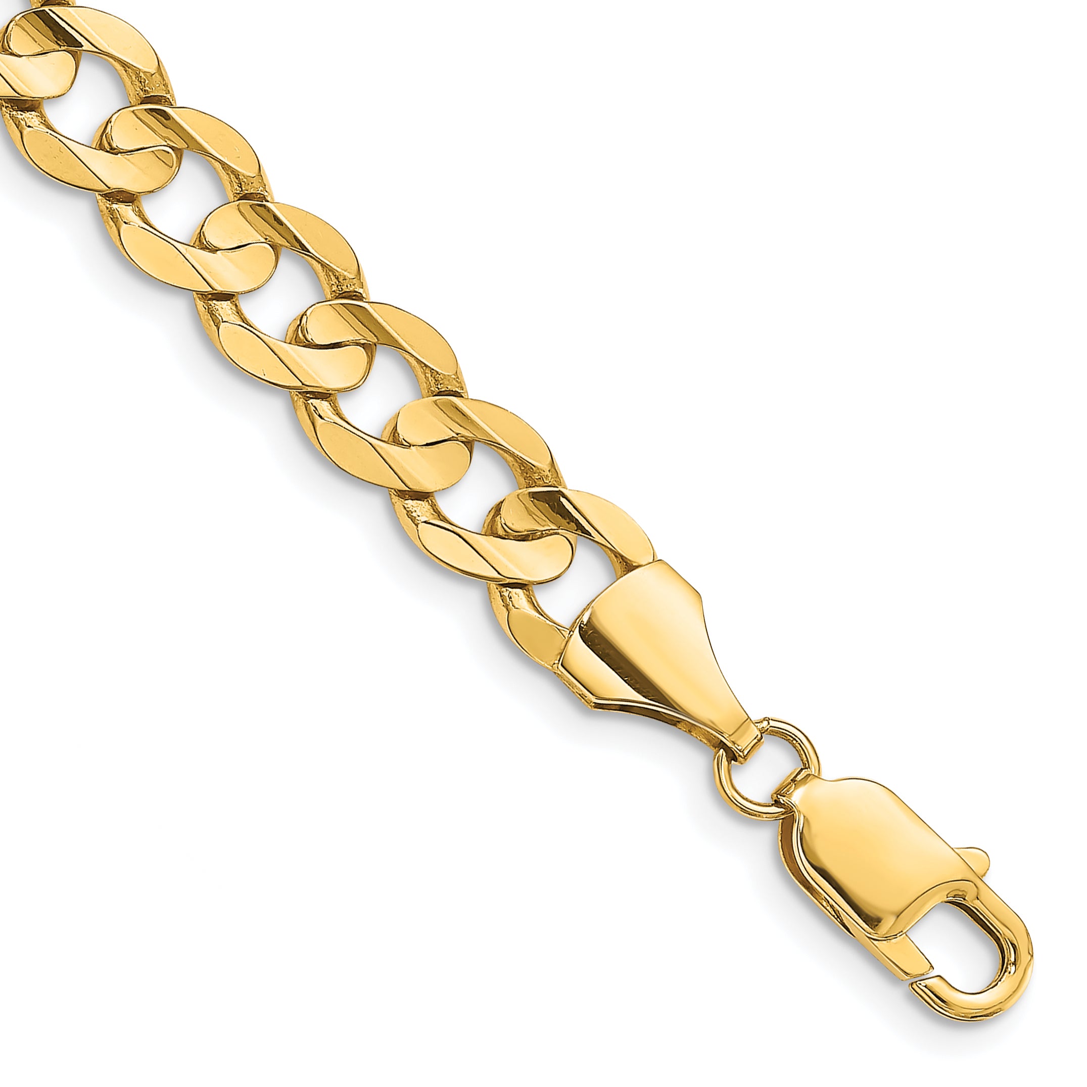 14K 9 inch 8.5mm Open Concave Curb with Lobster Clasp Chain