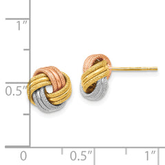 14K Tri Color Knot Polished D/C Post Earrings