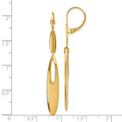 14K Polished Leverback Dangle Earrings