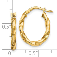 14K Polished and Textured Hoop Earrings