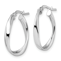 14K White Gold Polished Hoop Earrings