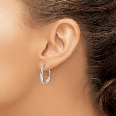 14K White Gold Polished Hoop Earrings