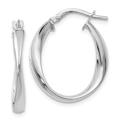 14K White Gold Polished Hoop Earrings