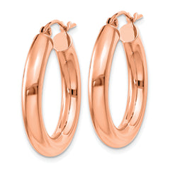 14k Rose Gold Polished 4mm Polished Hoop Earrings