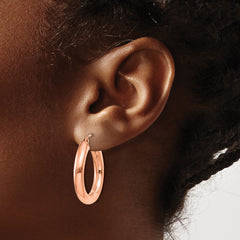 14k Rose Gold Polished 4mm Polished Hoop Earrings