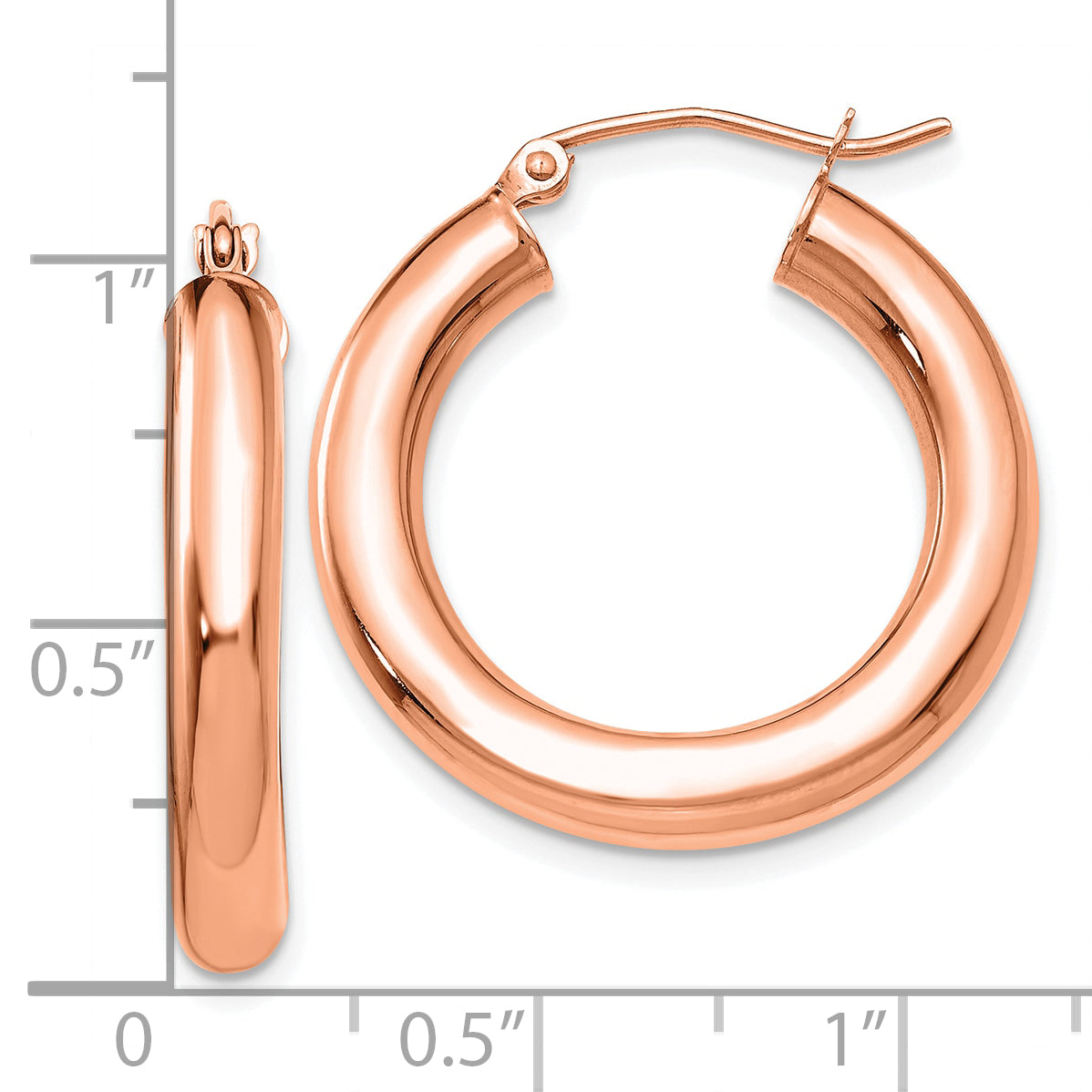 14k Rose Gold Polished 4mm Polished Hoop Earrings