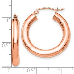 14k Rose Gold Polished 4mm Polished Hoop Earrings