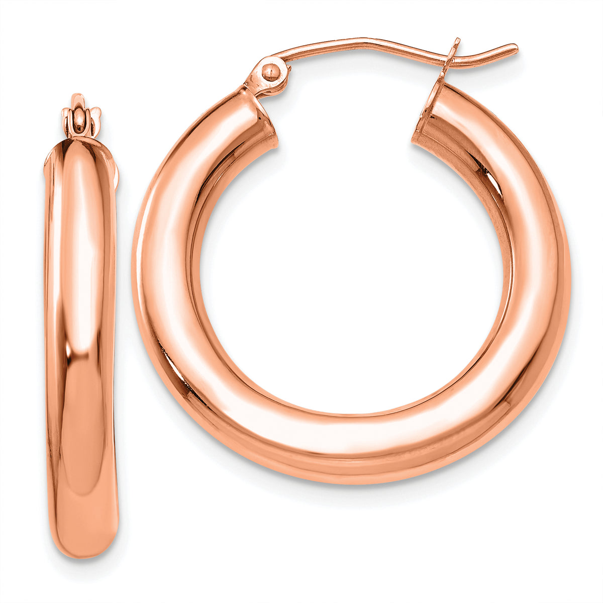 14k Rose Gold Polished 4mm Polished Hoop Earrings