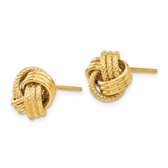 14K Polished Textured Love Knot Earrings