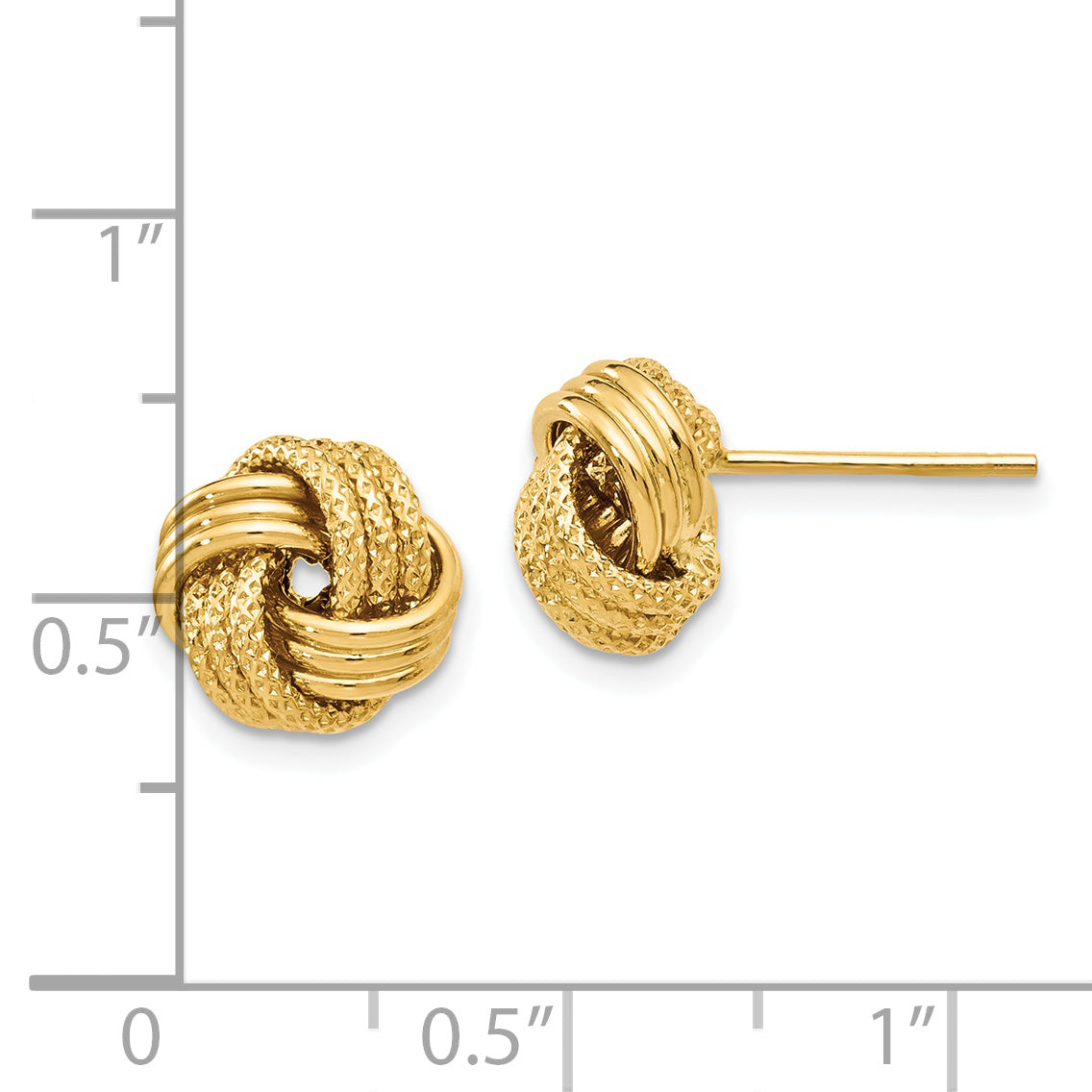 14K Polished Textured Love Knot Earrings