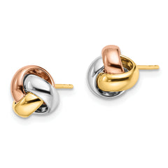 14K Tri-Color Polished Love Knot Earrings