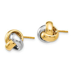 14K Two-tone Polished Love Knot Earrings