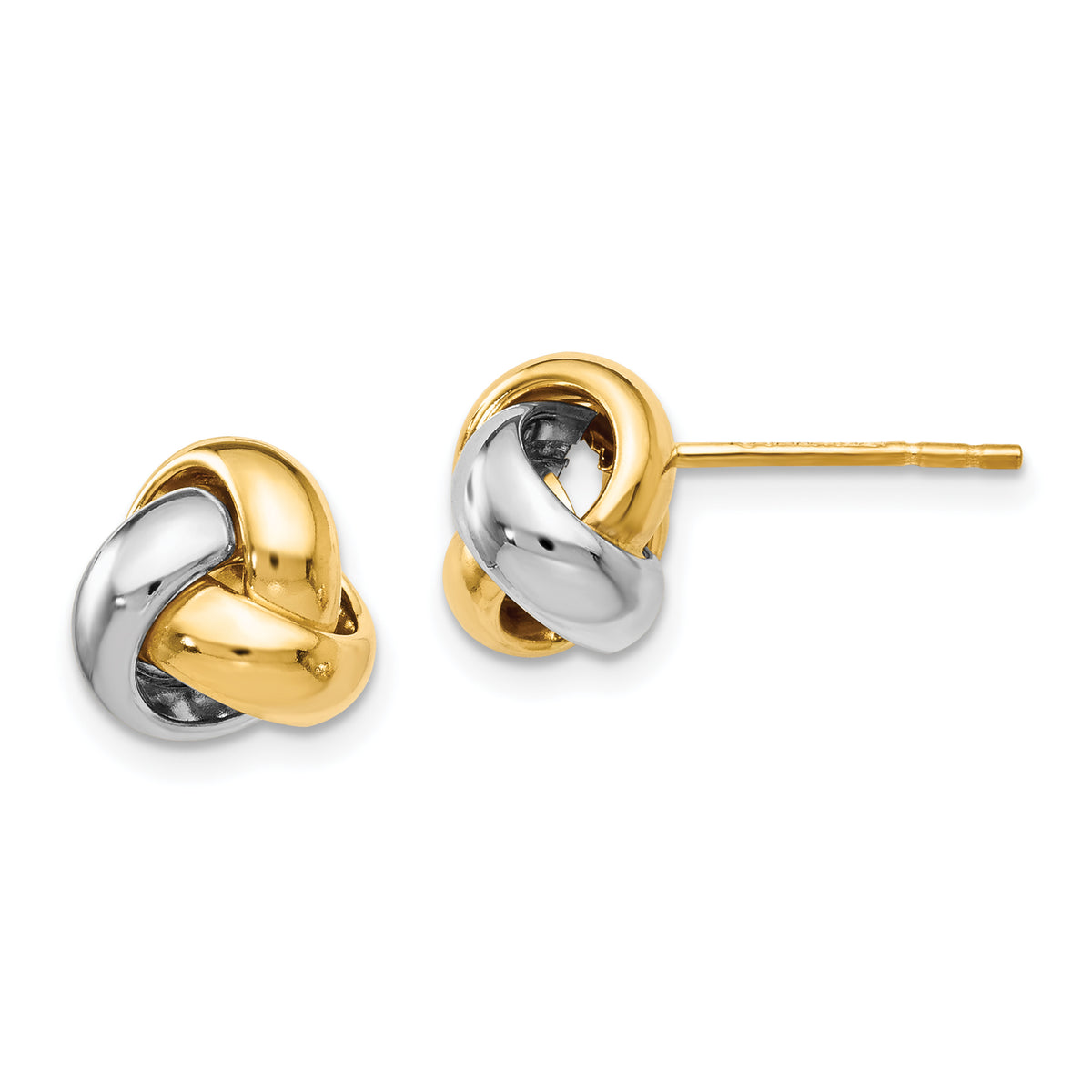 14K Two-tone Polished Love Knot Earrings