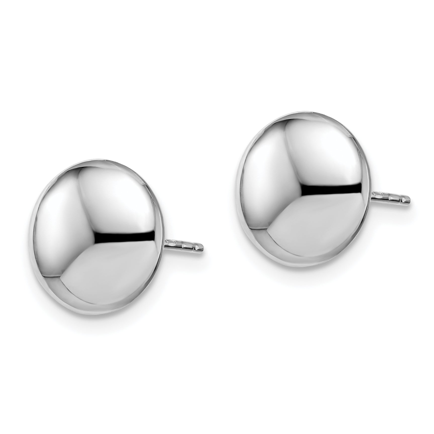 14K White Gold Polished Button Post Earrings