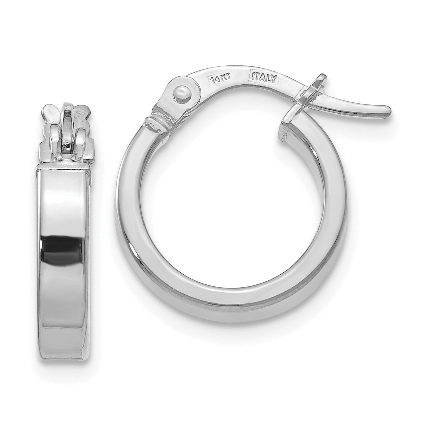 14K White Gold Polished Hoop Earrings