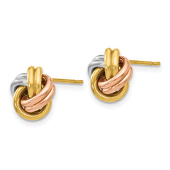 14K Tri-Color Polished Love Knot Post Earrings