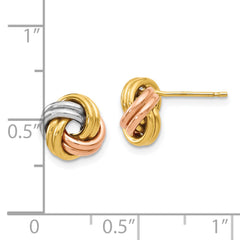 14K Tri-Color Polished Love Knot Post Earrings