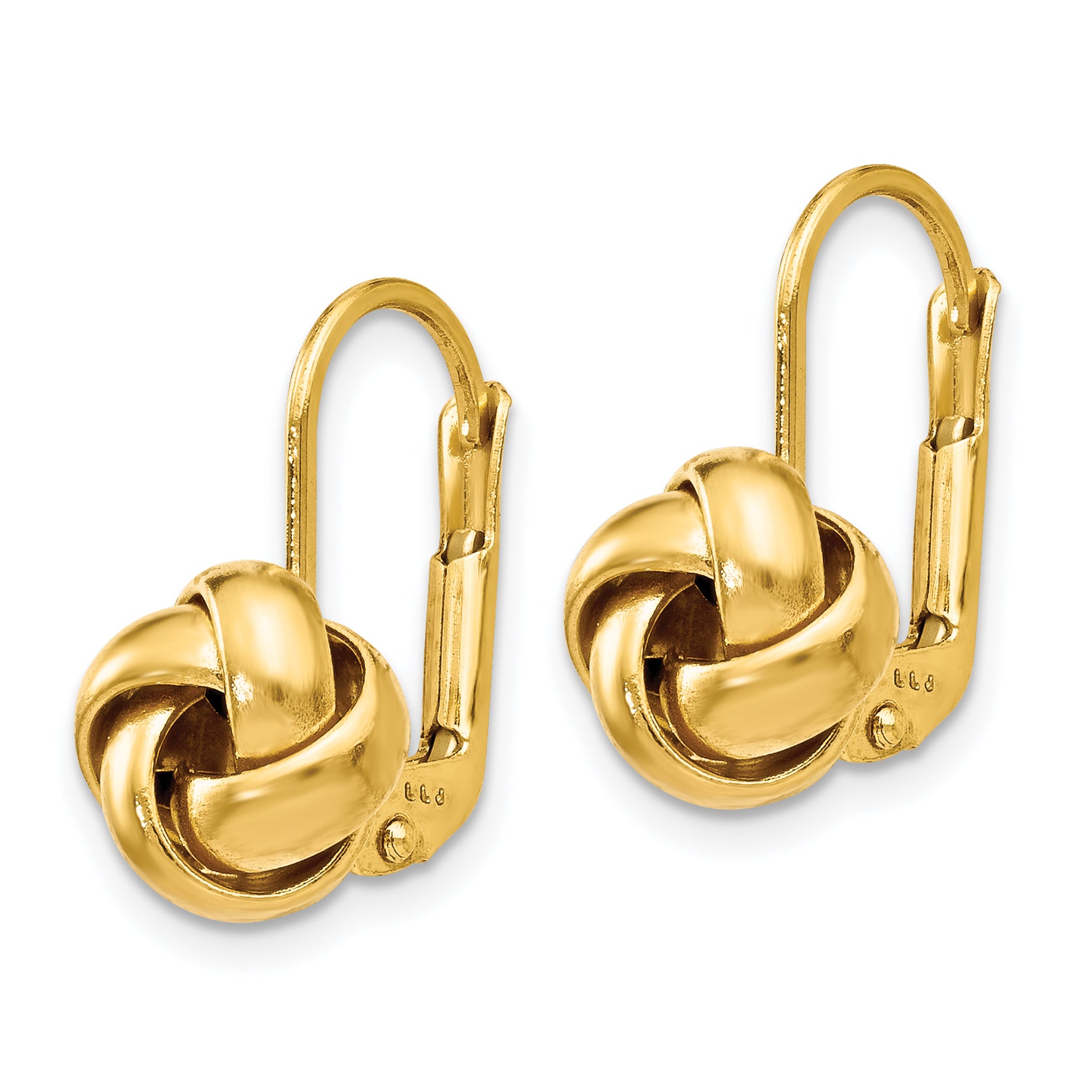 14K Polished Love Knot Leverback Earrings