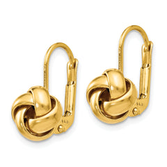 14K Polished Love Knot Leverback Earrings