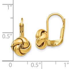 14K Polished Love Knot Leverback Earrings