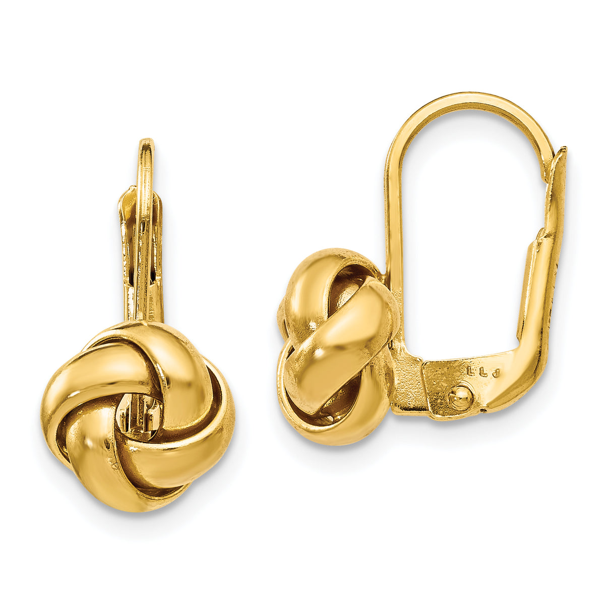 14K Polished Love Knot Leverback Earrings