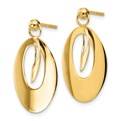 14K Polished and Scratch Finish Oval Post Earrings