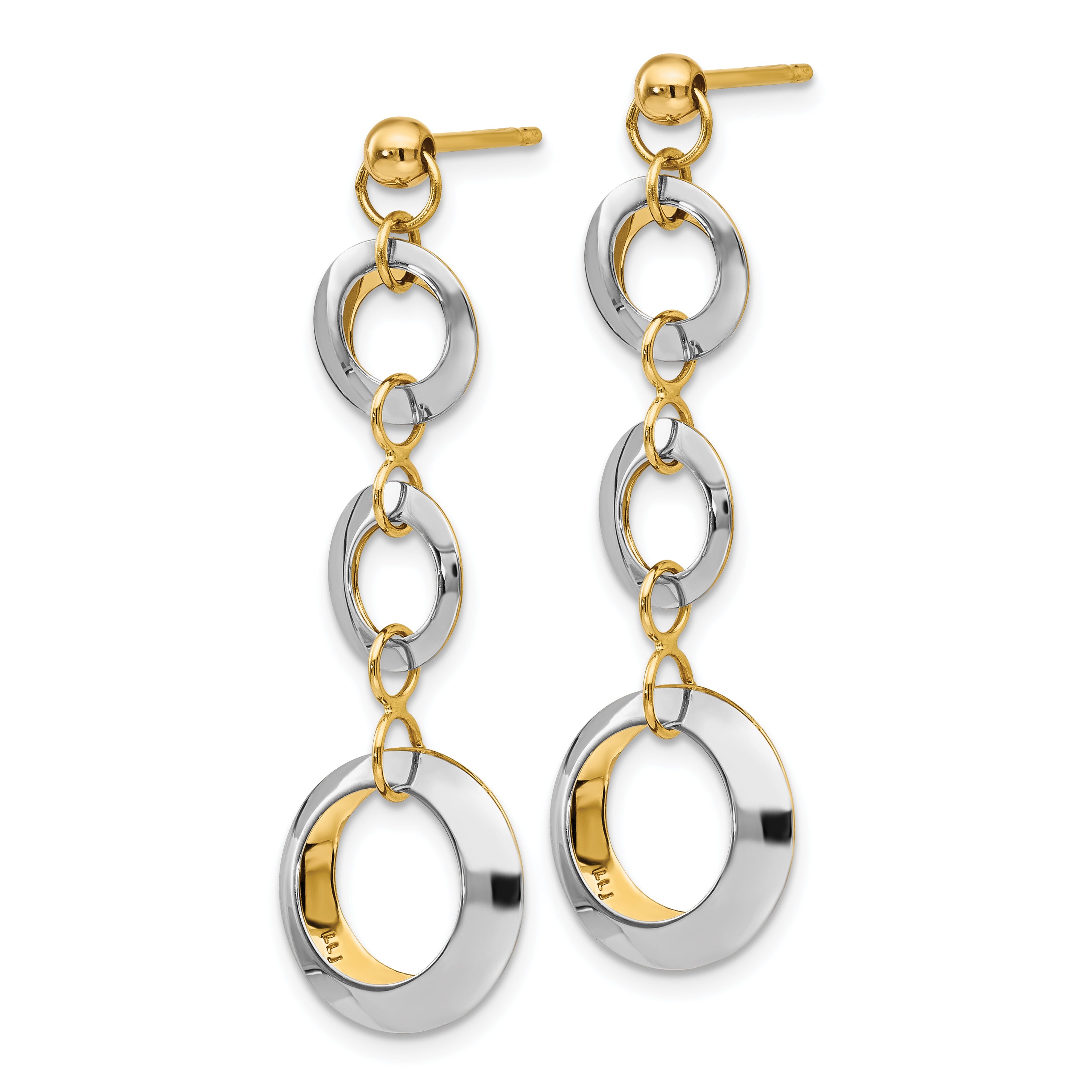 14K Two-tone Polished Circle Reversible Post Earrings