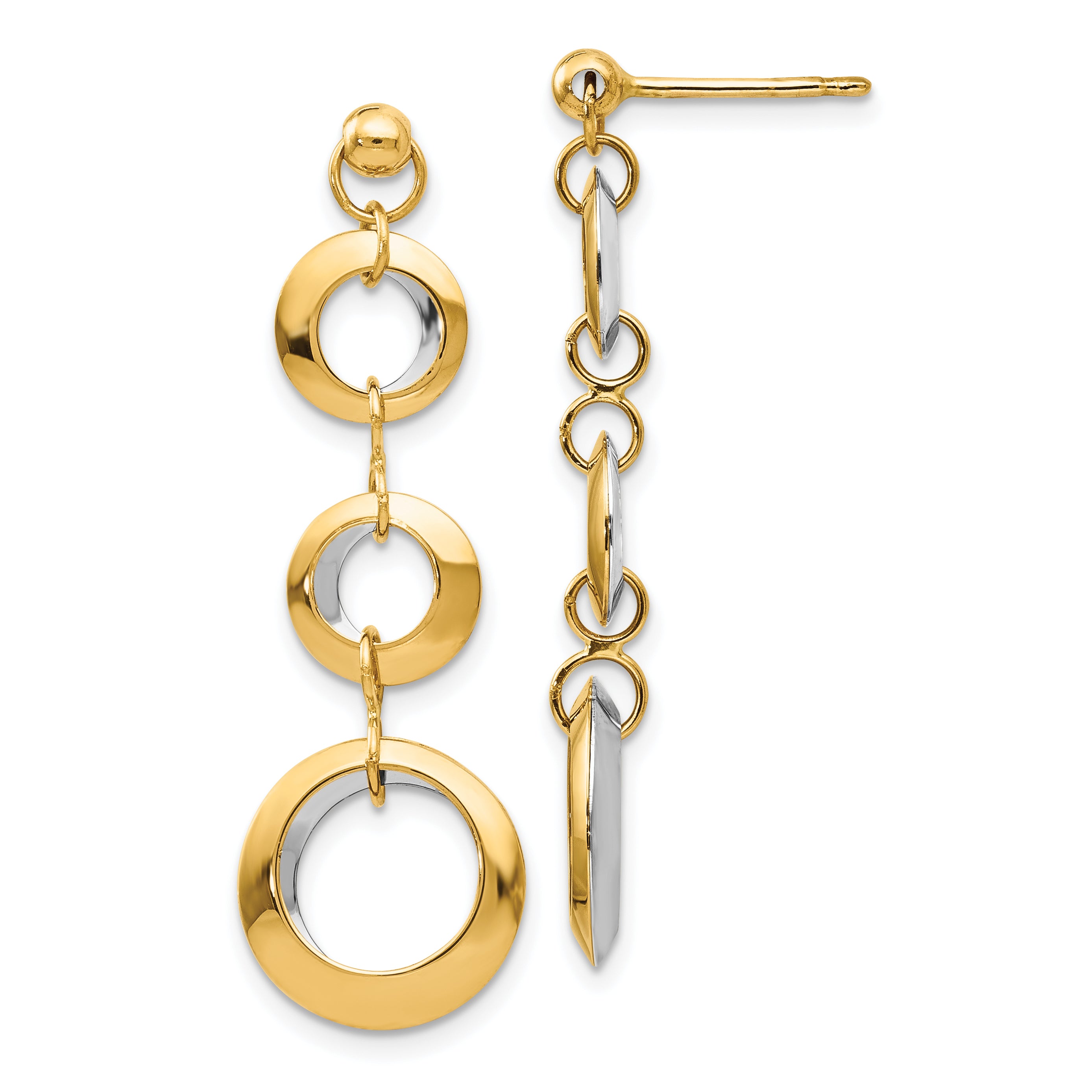 14K Two-tone Polished Circle Reversible Post Earrings