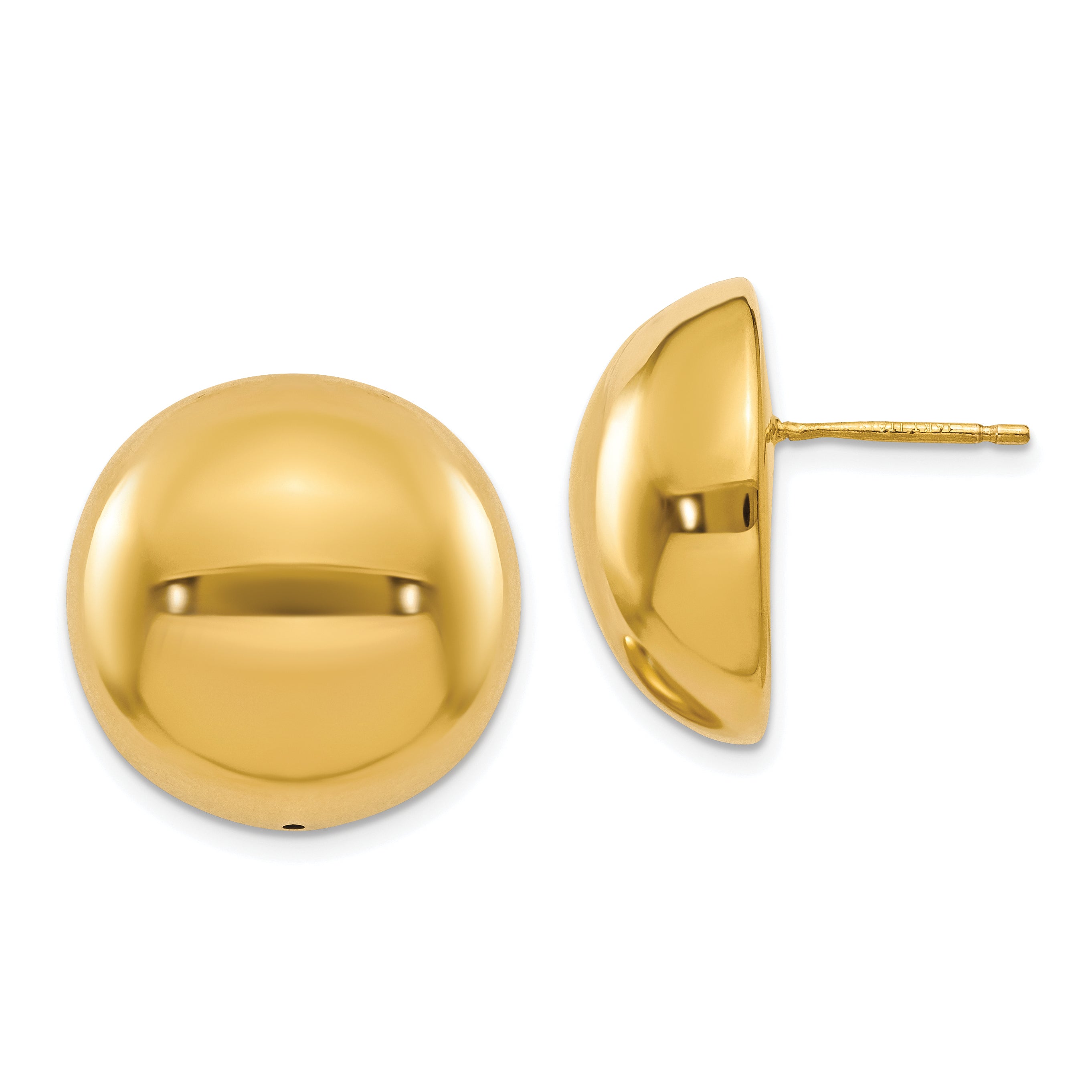 14K Polished Hollow Domed Post Earrings