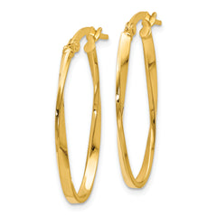 14K Twisted Oval Hoop Earrings