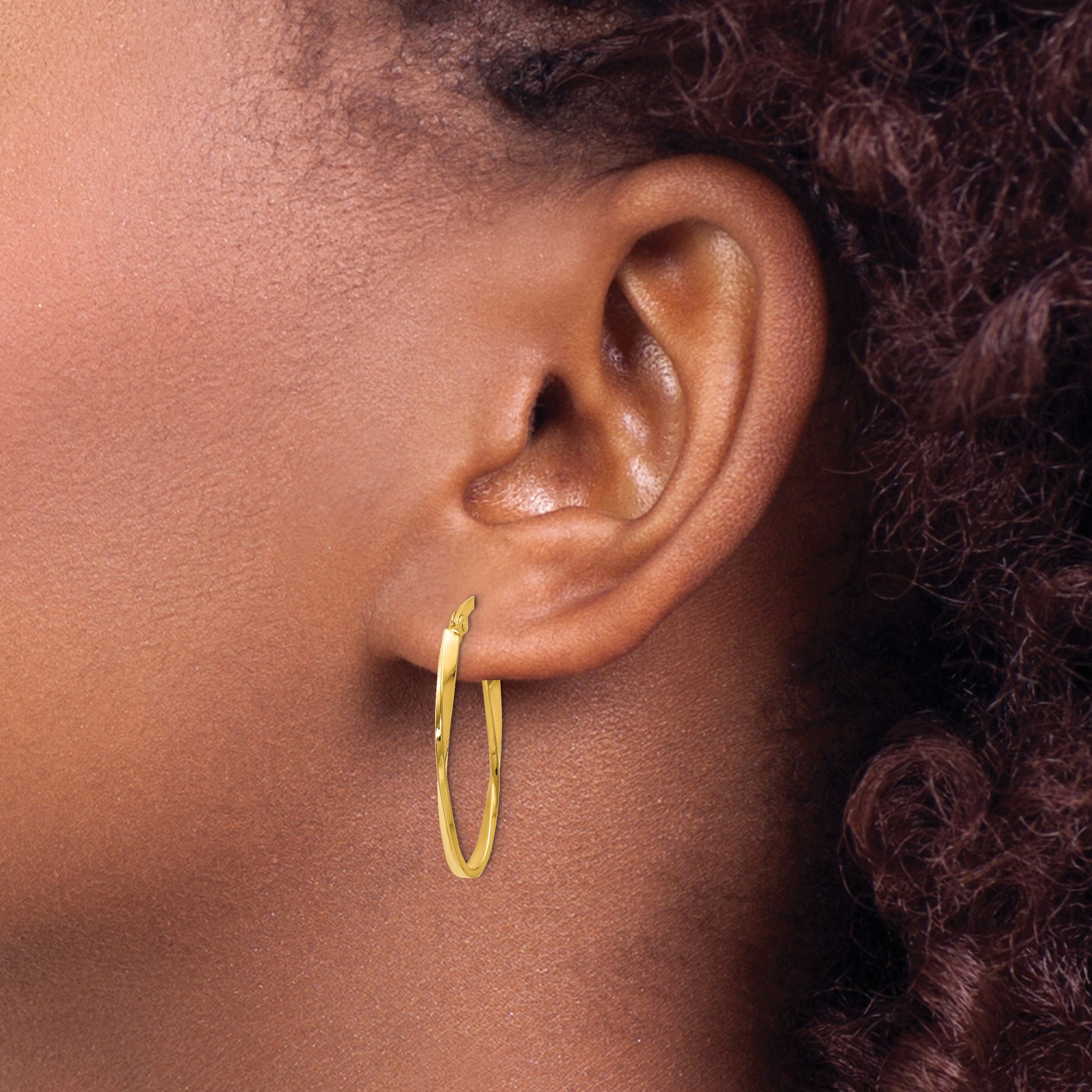 14K Twisted Oval Hoop Earrings