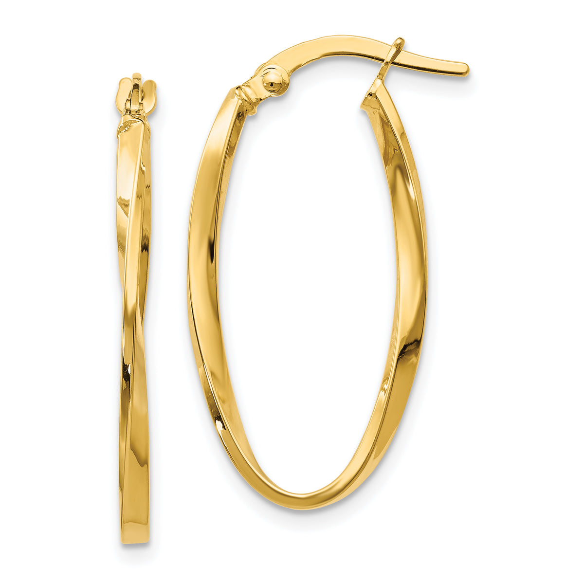 14K Twisted Oval Hoop Earrings