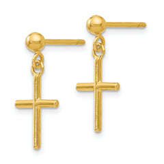 14K Polished Cross Post Drop Earrings