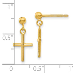 14K Polished Cross Post Drop Earrings