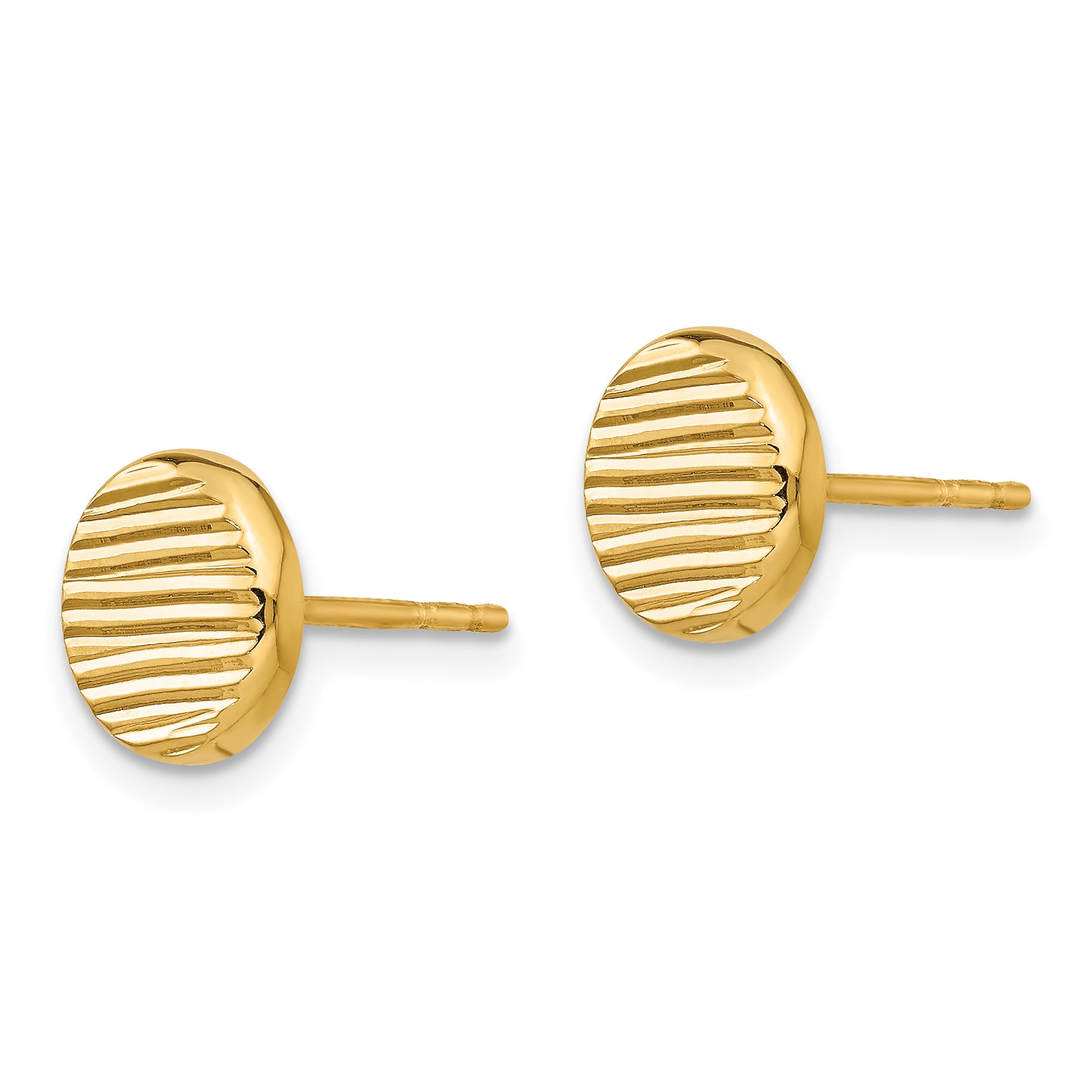 14K Polished and Textured Disc Post Earrings