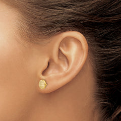 14K Polished and Textured Disc Post Earrings